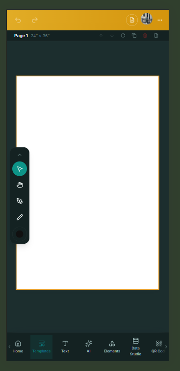 The Ifiok Creatives editor on a phone, with the tool bar along the bottom